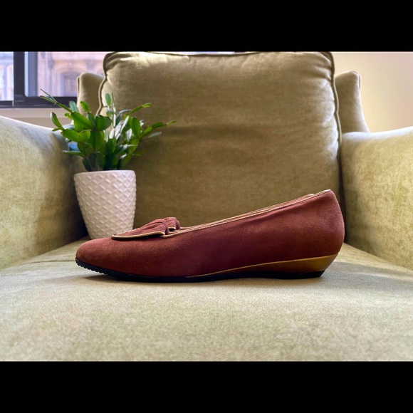 Bally Suede & Gold Wedge Heels 👠 - Picture 2 of 5